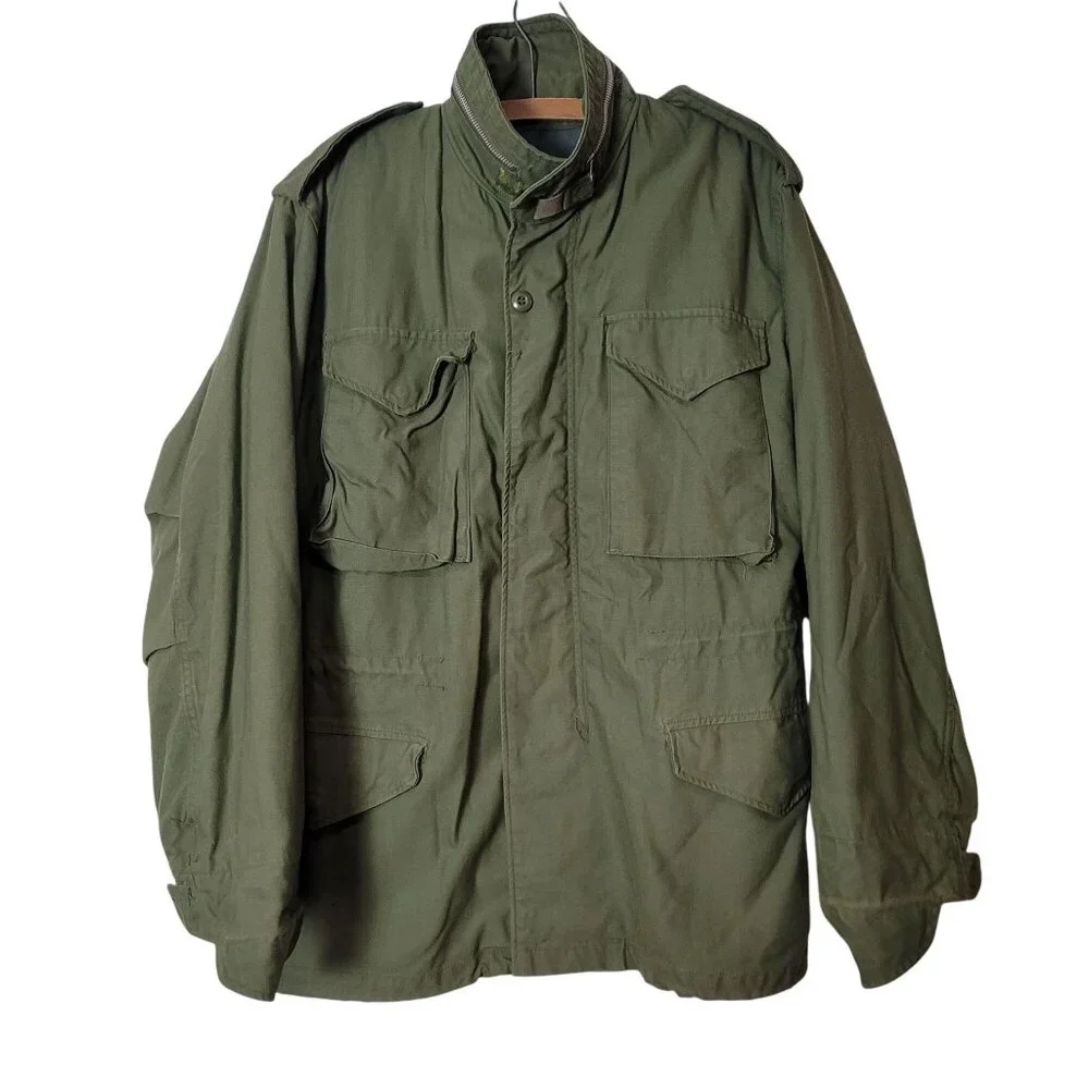 Vintage Alpha Industries M65 Mens Field Jacket Olive Green Cold Weather Coat - Picture 2 of 14